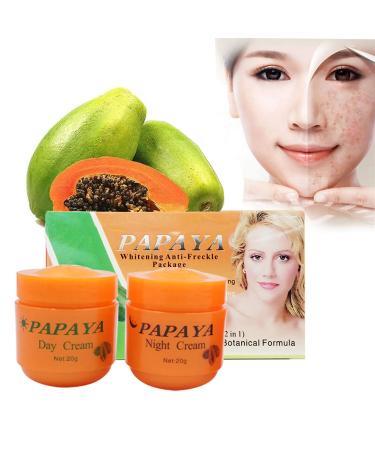 HZXY 2Pcs Papaya Day Cream and Night Cream Long-Lasting Moisturizing Fade Freckles Fade Pigment Face Whitening Essence