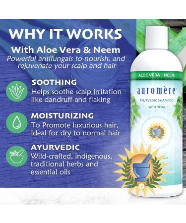 Auromere Ayurvedic Shampoo Aloe Vera Neem - Vegan | Cruelty-Free | Non-GMO | Natural | Gluten-Free | Sulfate-Free | Paraben-Free for Dry to Normal Hair (16 fl oz) - Buy Online on GoSupps.com