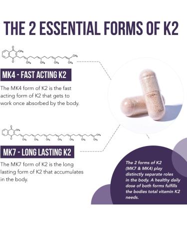Total K2 | Vitamin K2 as MK7 & MK4 | Plus K1 & Vitamin D3 Cofactor - 620 mcg K2 per Serving - All-Trans MK7 from MenaQ7 - Full-Spectrum Vitamin K - Vegan Organic Certified (60 Capsules) 60 Count (Pack of 1) - Buy Online on GoSupps.com