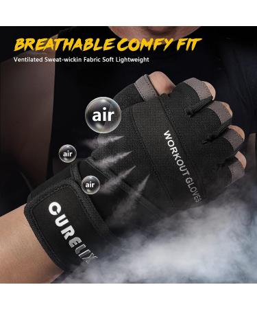 CURELIX Workout Gloves with Wrist Wraps Support for Men & Women - Large, Black | Full Palm Protection for Gym Training, Fitness, Pull Ups - Ultra Ventilated - Buy Online on GoSupps.com