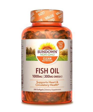 Sundown Fish Oil 1000 mg, 200 Softgels 200 Count (Pack of 1)