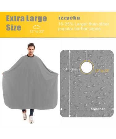 Izzycka Nylon Waterproof Hair Cutting Cape for Adults - Grey Salon Capes for Hair Stylists - Adjustable Snap Closure - 56 x 64inch - Professional and Home Use - Buy Online on GoSupps.com
