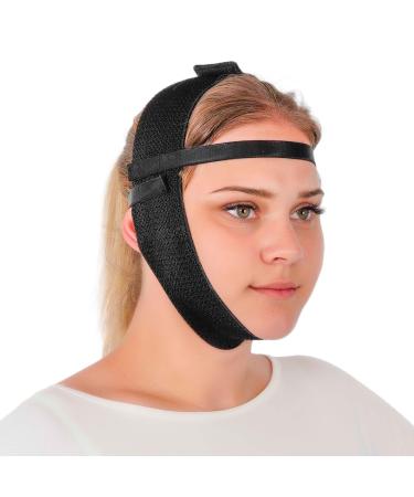 Post Surgery Facial Compression Garment Chin Strap Band, Double Chin Face Wrap Tape, Jawline Exerciser, Face Slimmer, Jowl Tightening, Chin Lifting Belt (Black)