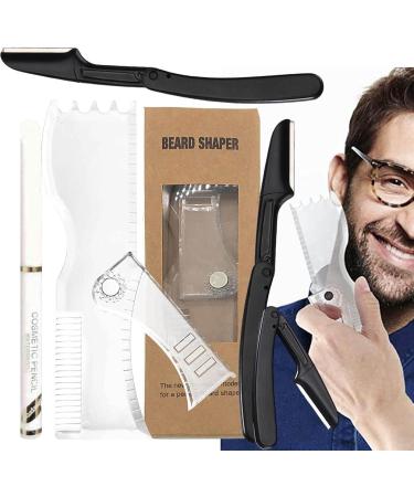 Huaxingda Beard Alignment Tool | Transparent Non-Slip Stencil & Razor - Perfect Mustache & Beard Grooming Kit - Buy Online on GoSupps.com