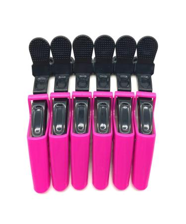 BEINY 6PCS Plastic Crocodile Hair Styling Clips with Non Slip Grip - Double Colored Barrettes for Thick Hair - Salon Sectioning Alligator Clips - DIY Accessories Hairpins for Women Girls (Rose Red)