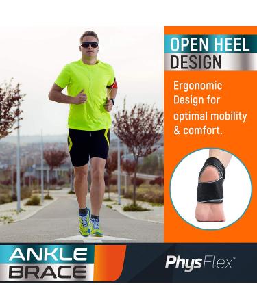 PhysFlex Ankle Brace - Adjustable Compression Sleeve for Sprained Ankle, Achilles Tendon, Plantar Fasciitis - Gray, Ideal for Men & Women - Buy Online on GoSupps.com