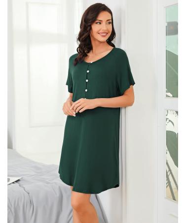 Uniexcosm Women's Maternity Nightdress | Dark Green XL | Nursing Nightgown for Pregnancy | Short Sleeve Pyjamas - Buy Online on GoSupps.com