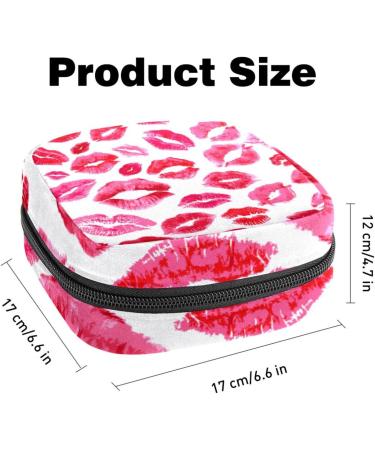 Javenproeqt Portable Ladies Binding Bags | Menstrual Cup Pocket & Female Menstrual Pads | Perfect Bags for Teenage Girls | First Period Tampons | Stylish Red Lip Kiss Pattern - Buy Online on GoSupps.com