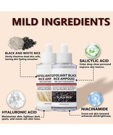 2PCS Rice Exfoliating Ampoule Set Black & White Rice Peel Shot Glow Rice Ampoule Duo Gentle Peel + Pore Minimizing & Deep Hydration for All Skin Types - Buy Online on GoSupps.com