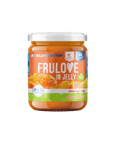 ALLNUTRITION Sugar Free Jam - Frulove In Jelly Apricot & Orange - Seriously Low Carb Fruits in Jelly - 80% Fruit Jelly Low Calorie Spread - Sugar Free Marmalade - Vegan Friendly - 500g Orange & Apricot