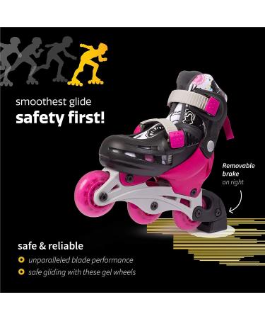 New Bounce 2-in-1 Roller Skates for Little Kids EU 28-31 US Kids Junior 8-11, Pink - Converts from Tri-Wheel to Inline Skates - Rollerskates for Beginners - Buy Online on GoSupps.com