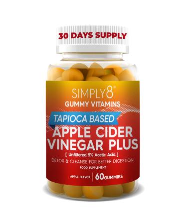 Simply8 Apple Cider Vinegar Gummies + Probiotics - Promotes Healthy Digestion Cleansing and Detox - Provides Antioxidant and Immune Support - Tapioca Based Pectin Gummies - 30 Days Supply ACV with Probiotic