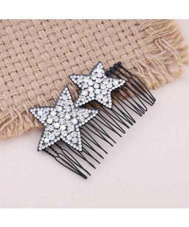 Dervivea Rhinestone Star Hair Comb Sparkly Crystal Star Side Combs HairPin Silver Star Cz Hair Comb Clip Holder Hair Updo Styling Tool Invisible Hairstyle Decorative Hair Accessories for Women - Buy Online on GoSupps.com
