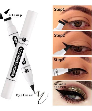 Waterproof Eyeliner Stamp - Liquid Eyeliner Pen with Stamps Long-Lasting Eye Pencil Eye Shadow Pen Waterproof Liquid Make Up Pencil for Natural Looking Pologmase - Buy Online on GoSupps.com