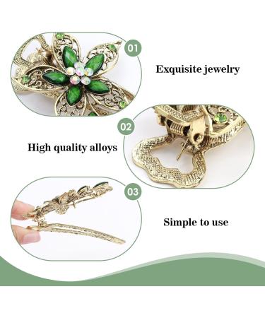 Vintage Jewelry Crystal Hair Clips Floral Hairpins Rhinestone French Decorative Hair Barrettes Barrette Metal Retro Hair Clasps Luxury Jewelry Accessories Gift for Women Girls Teens (Green) - Buy Online on GoSupps.com