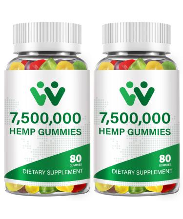 2 Packs Natural Hemp Gummies Calming Sleep Aid Anxiety Stress Focus Calming Relaxation Organic Hemp Gummy Edible Candy Vegan from USA 80 Count (Pack of 2)