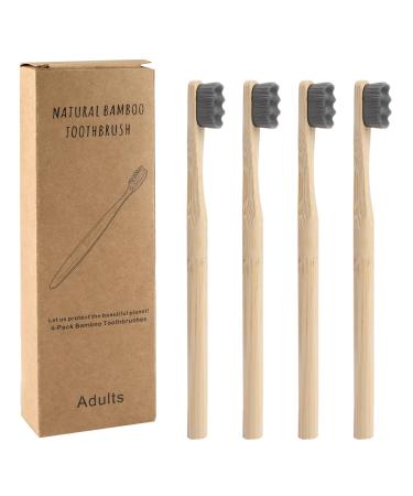 Toothbrush soft 4 pieces of wood toothbrush Natural bamboo toothbrush set biodegradable toothbrush nano toothbrush wood toothbrush toothbrush for adult trip family