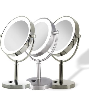 Zadro Laguna 11 Makeup Mirror with Lights and Magnification - LED Lighted Mirror 10X/1X or 5X/1X 11x5.5x17.5 Polished Nickel - Buy Online on GoSupps.com
