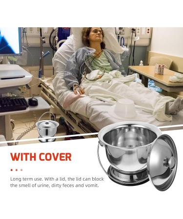 Stainless Steel Chamber Pot with Lid - Portable Urine Potty for Elderly, Adults, Kids - Bedside & Travel Spittoon Bucket - Buy Online on GoSupps.com
