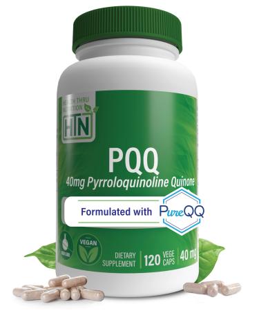 Health Thru Nutrition PQQ 40mg 120 Servings Pyrroloquinoline Quinone as PureQQ | Promotes Mitochondrial Biogenesis | Certified Vegan | Non-GMO Gluten Soy Free Capsules| Clean Label PQQ Supplement Kiwi 120 Count (Pack of 1)