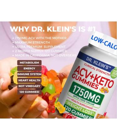 Keto ACV Gummies - 1750mg Low-Calorie Apple Cider Vinegar for Weight Loss & Digestion - 120 Count - Buy Online on GoSupps.com