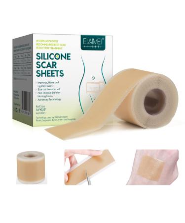 ZORCK Scar Sticker (1.5in 118in) Silicone Scar Tape roll Effective Silicone Scar Removal Tablet Applicable to caesarean Section Keloid Surgery Burns Acne