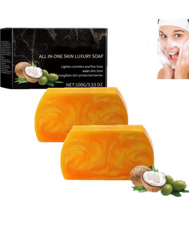 homomdy Golden Scent Deep Cleansing Moisturizing Soap Long Lasting Scent Soft and Nourishing Natural and Soothing Enhances Skin Elasticity Moisturizing Facial Exfoliator (2pcs)