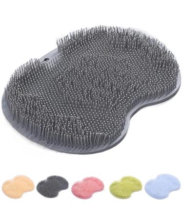 Shower Foot & Back Scrubber  Wall-Mounted Back Scrubber with Suction Cups  Silicone Bath Massage Cushion Brush  Shower Foot Massager Scrubber Mat  Gentle Exfoliating and Massage for All Kinds of Skin Gray