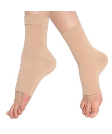 SPOTBRACE Medical Compression Breathable Ankle Brace, Elastic Thin Ankle Support, Pain Relief Ankle Sleeve for Unisex Ankle Swelling, Achilles Tendonitis, Plantar Fasciitis and Sprained - Nude,1 Pair Skin Medium (1 Pair)