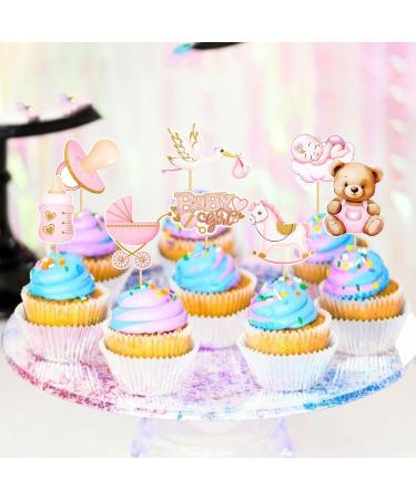 Keaziu 32 Pack Baby Girl Cupcake Toppers It's a Girl Cupcake Picks Pink Bear Nipple Feeder Trojans Stroller Baby Shower Birthday Party Decoration Pink Girl - Buy Online on GoSupps.com