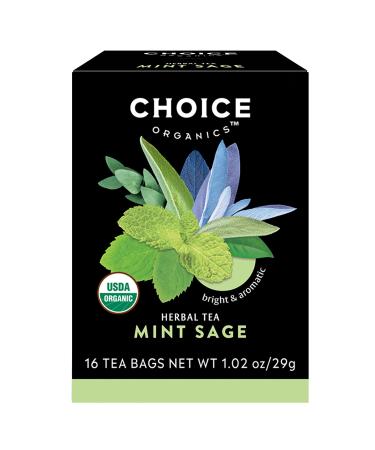 Choice Organic Teas Herbal Tea Mint Sage Caffeine Free 16 Tea Bags 1.02 oz (29 g)