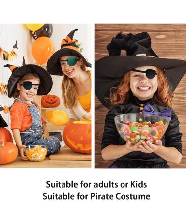RIKEYO 4 pcs 3D Adjustable Eye Patches for Adults and Kids - Right or Left Eye, Medical Grade, Soft Lazy Eye Path - Pirate Costume - Black/Green/Skin Color - Buy Online on GoSupps.com
