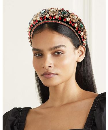 Padded Rhinestone Headband - Crystal Velvet Wide Hairband for Women and Girls - Buy Online on GoSupps.com