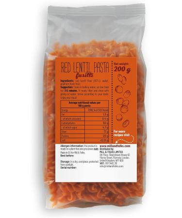 MILLFOLKS LIMITED Mill & Folks Easy Pasta Red Lentil Pasta Fusilli 200g Vegan & Gluten Free - Buy Online on GoSupps.com