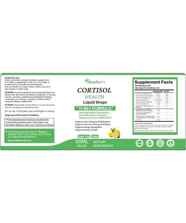Cortisol Supplements Liquid Drops for Women 11-in-1 Formula with Ashwagandha Rhodiola Chasteberry L-Theanine Magnesium Folate(2 FL.OZ Lemon) Lemon 60 Count (Pack of 1) - Buy Online on GoSupps.com
