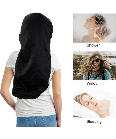 TCOTBE 3 Pcs Foldable Extra Long Stain Satin Hair Bonnet Set - Blue - Buy Online on GoSupps.com