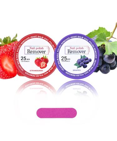 50PCS Nail Polish Remover Pads Gel Nail Wipes Nail Paint Remover Nail Varnish Remover Pads Lint Free Wipes for Nails Easy to Carry Instant Removal Nail Wipes (Strawberries Grape)