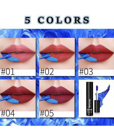 Meilury Lip Stain Set - 5 Colors Peel Off Mask Lip Gloss & Tattoo Tint Matte Lipstick for Long-Lasting Waterproof Stain - Women's Non-Stick Cup Lip Tint (5 Colors) - Buy Online on GoSupps.com