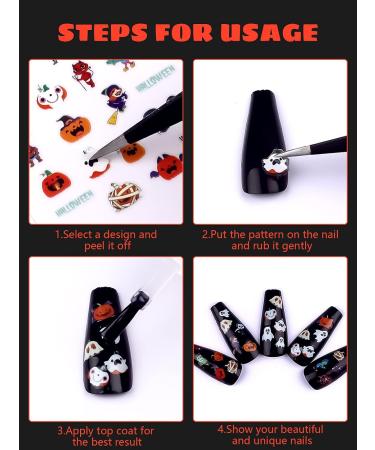 12 Sheets Halloween Nail Stickers EBANKU 3D Halloween Self-Adhesive Pumpkin Skull Ghost Bat Grave Nail Decals DIY Nail Decorations for Halloween Party - Buy Online on GoSupps.com