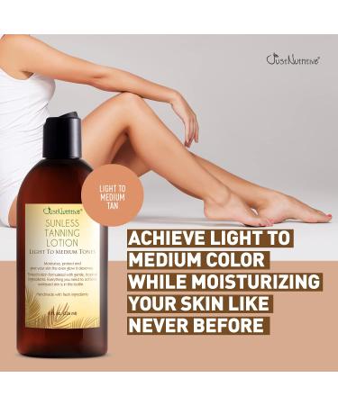 Sunless Tanning Lotion for Light to Medium Tones - Indoor Self-Tanner for Sun-Kissed Glow - Just Nutritive 8 Oz - Buy Online on GoSupps.com