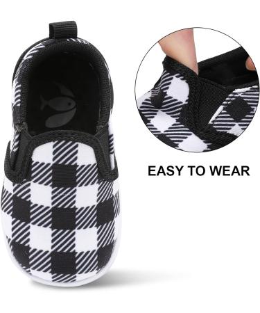 JOINFREE Unisex Baby Shoes - Infant Slip On Sneakers for Boys and Girls - Toddler Casual Crib Shoes - 2-2.5 Years - Black Plaid - Buy Online on GoSupps.com