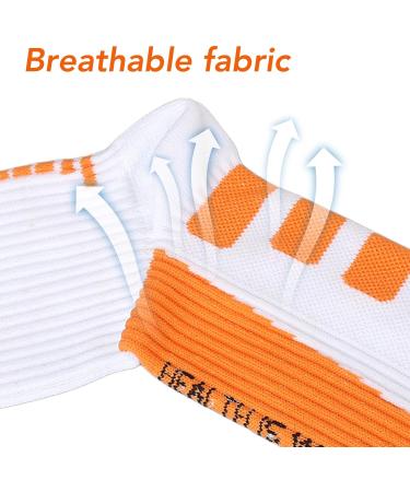 Sports Heel Socks Sectional Compression Restraint Free Foot Sleeves for Athlete (White and Orange) - Buy Online on GoSupps.com