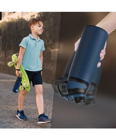FJBOTTLE Stainless Steel Sports Drinking Bottle | 600ml BPA-Free Magnetic Lid Leak-Proof | Ideal for School Fitness and Outdoor Activities | Dark Blue - Buy Online on GoSupps.com