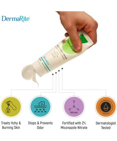 DermaRite Dermafungal Antifungal Cream 2 Pack - 3.75 Oz Tube - 2% Miconazole Nitrate - Treats Athlete's Foot, Jock Itch, Ringworm and Itchy Skin - Latex Free, Dermatologist Tested - Buy Online on GoSupps.com