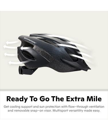 Schwinn Thrasher Adult Lightweight Bike Helmet - Dial Fit Adjustment - Black Non-Lighted - 58-62 cm Suggested Fit - Buy Online on GoSupps.com