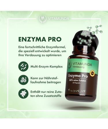 Vitamunda Enzyma Pro | 60 Capsules | 14 Essential Digestive Enzymes | Optimize Digestion | International Shipping Available - Buy Online on GoSupps.com