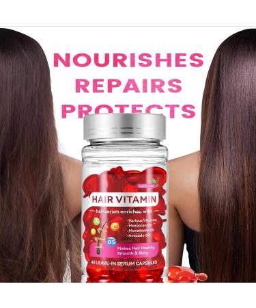 Buy Hair Serum Capsules with Argan Macadamia & Avocado Oils | No Rinse Hair Vitamin for Men & Women - 40 Count - Buy Online on GoSupps.com