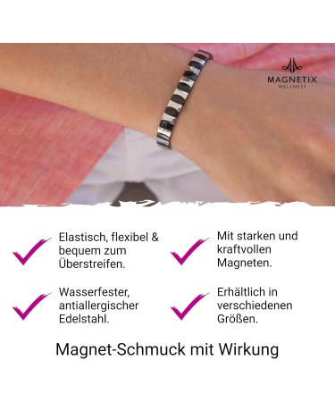 Shop Magnetix Wellness Flexi Magnet Lighting Bond Classix I Magnetic Jewelry - Black/Silver High-Glossy Perfect Fit for Swollen Wrists XXL - Buy Online on GoSupps.com