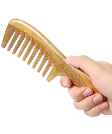 Onedor Handmade 100% Natural Green Sandalwood Hair Comb - Anti-Static Detangler Comb with Sandalwood Scent (Extra Wide Tooth) - Buy Online on GoSupps.com