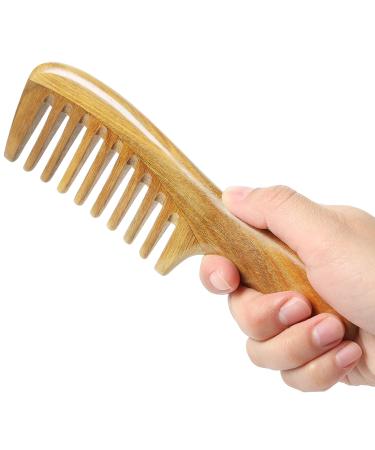 Onedor 100% Natural Green Sandalwood Hair Comb - Anti-Static Wooden Detangler (Extra Wide Tooth) - Buy Online on GoSupps.com